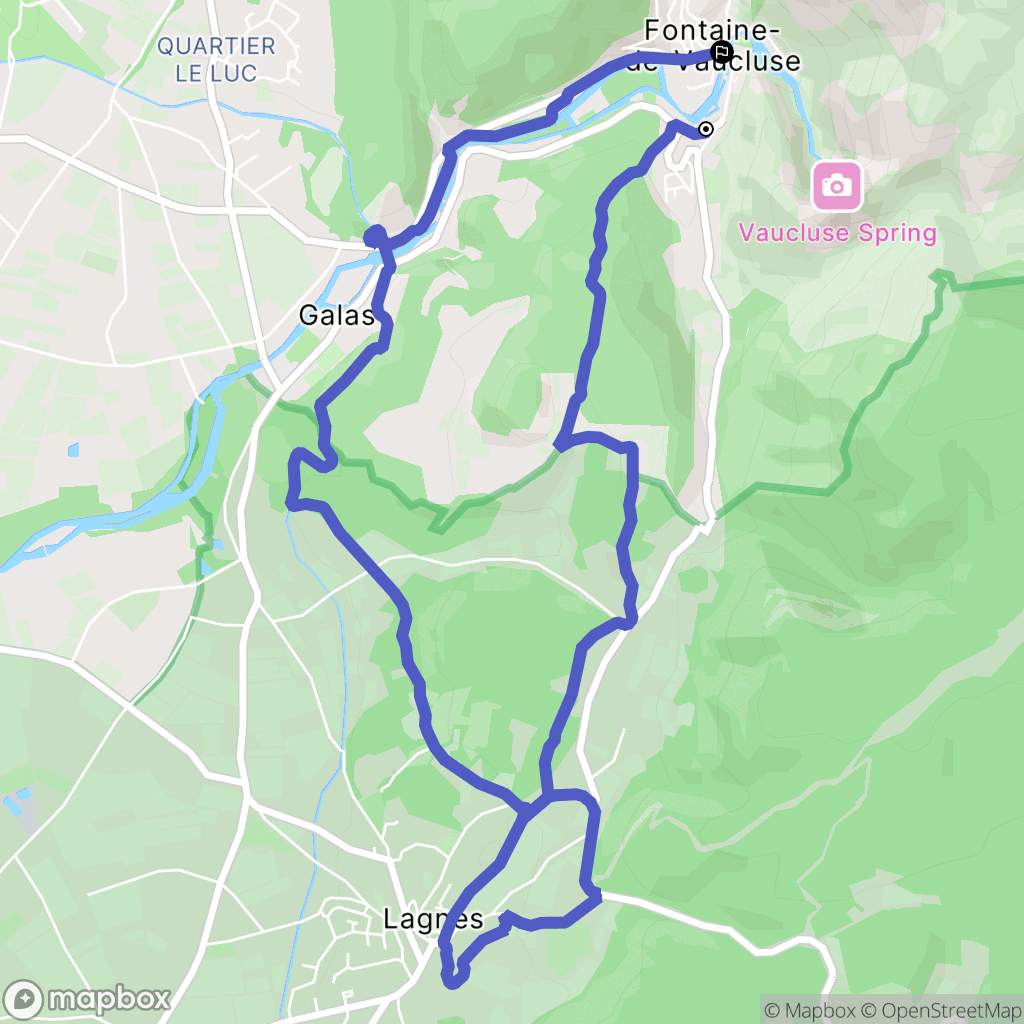 Fontaine de Vaucluse : carte du parcours de randonnée - France