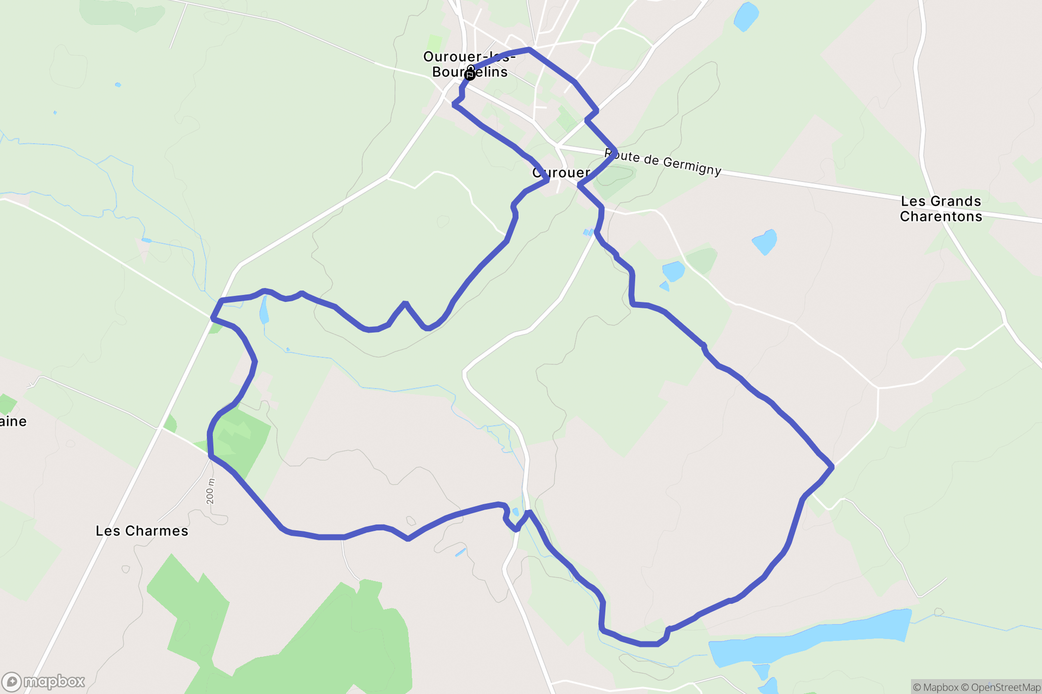 Ourouer-les-Bourdelins : carte du parcours de randonnée - France