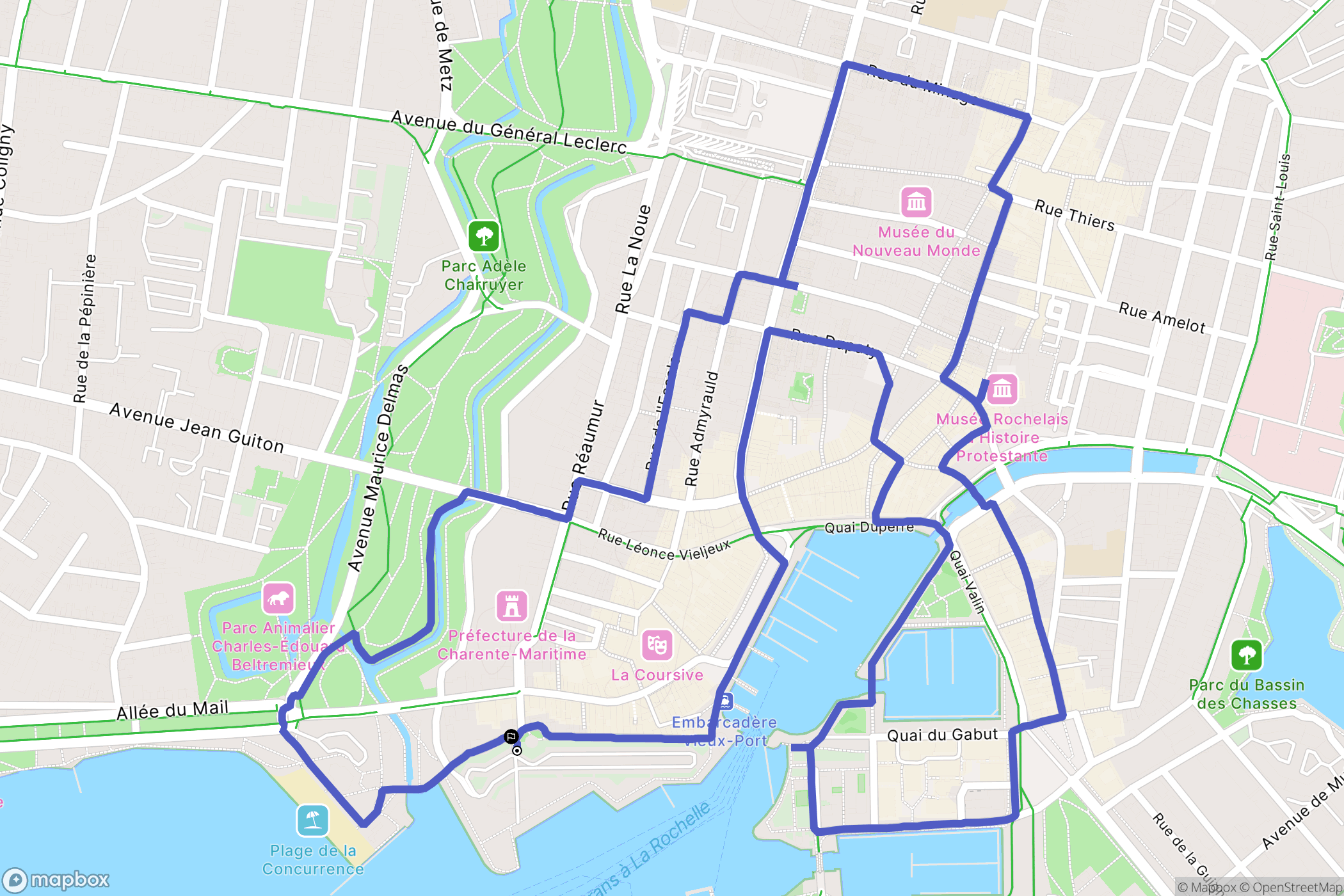 La Rochelle : carte du parcours de randonnée - France