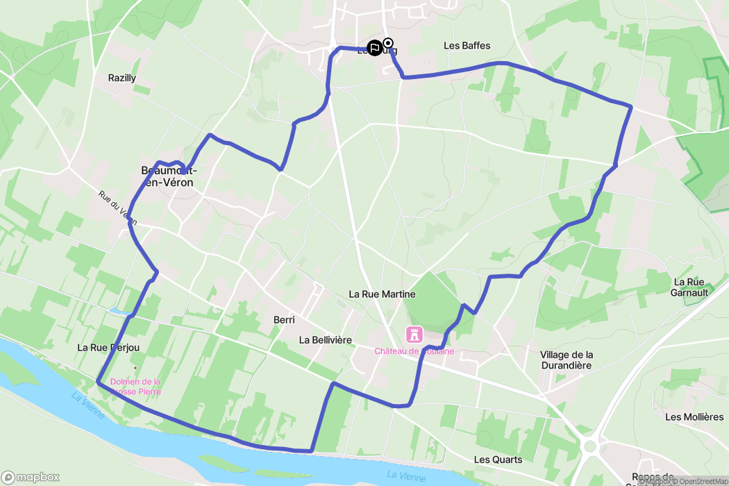 Beaumont-en-Véron : carte du parcours de randonnée - France