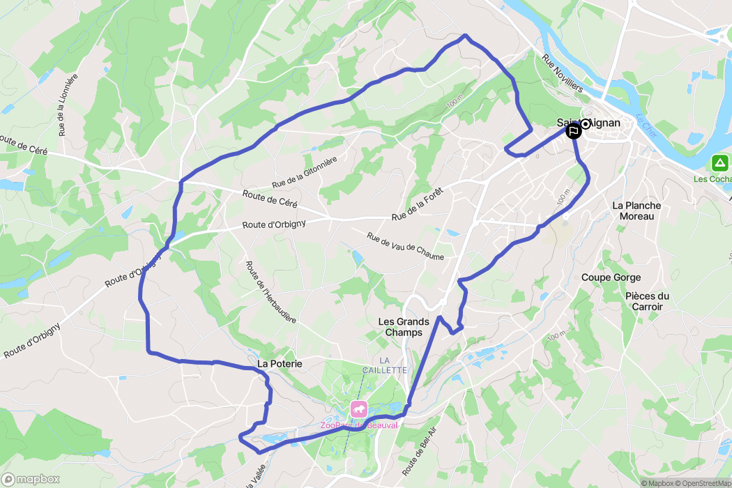 Saint-Aignan : carte du parcours de randonnée - France