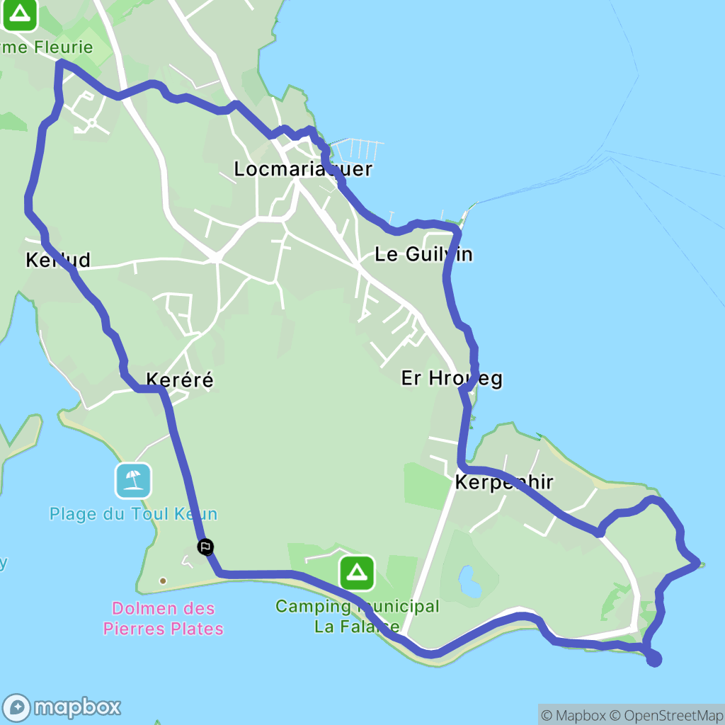 Locmariaquer : carte du parcours de randonnée - France