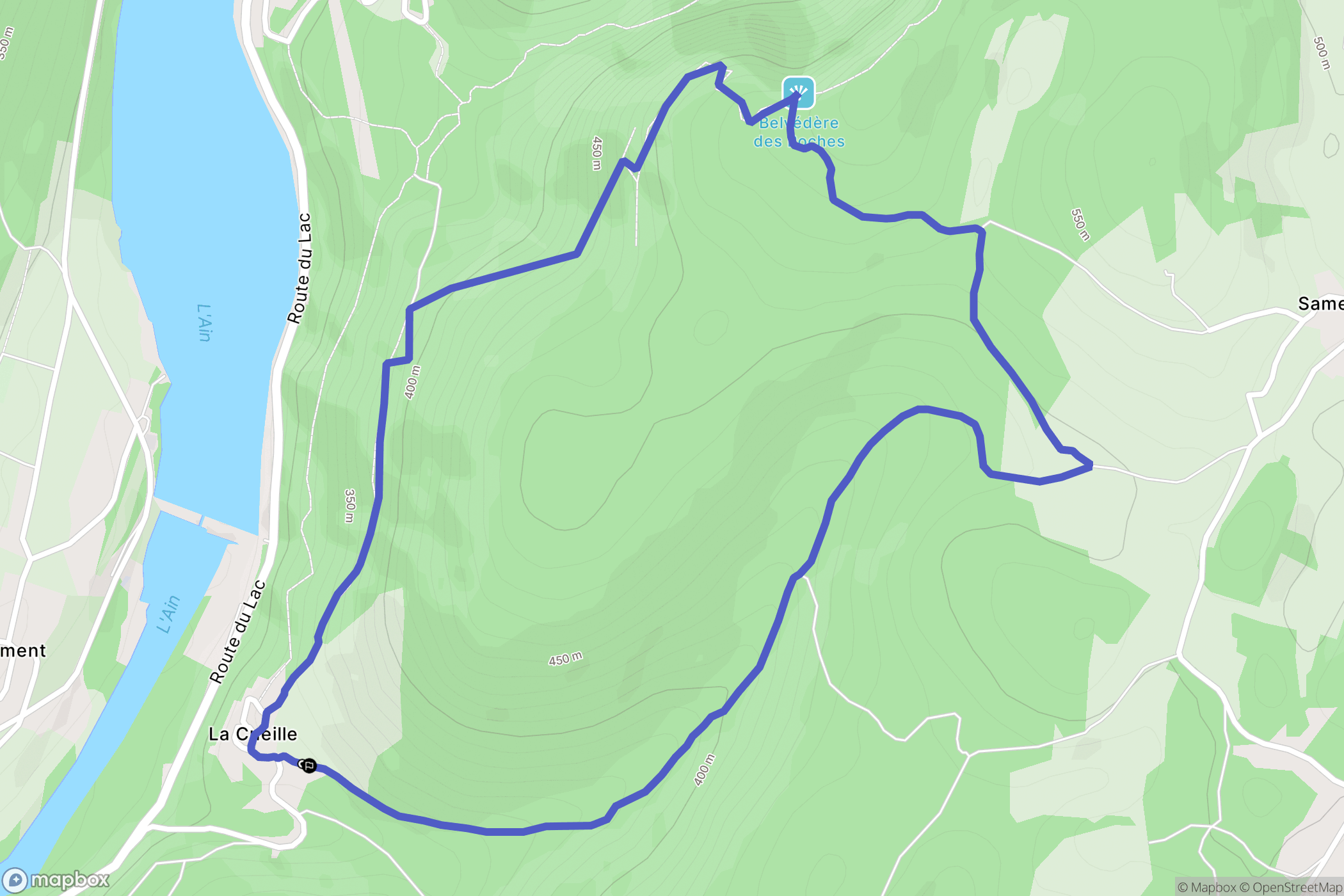 Poncin : carte du parcours de randonnée - France