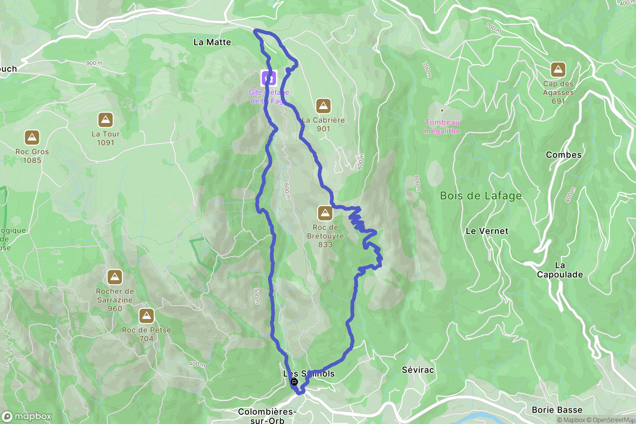 Colombières-sur-Orb: routekaart voor buitenactiviteiten - France