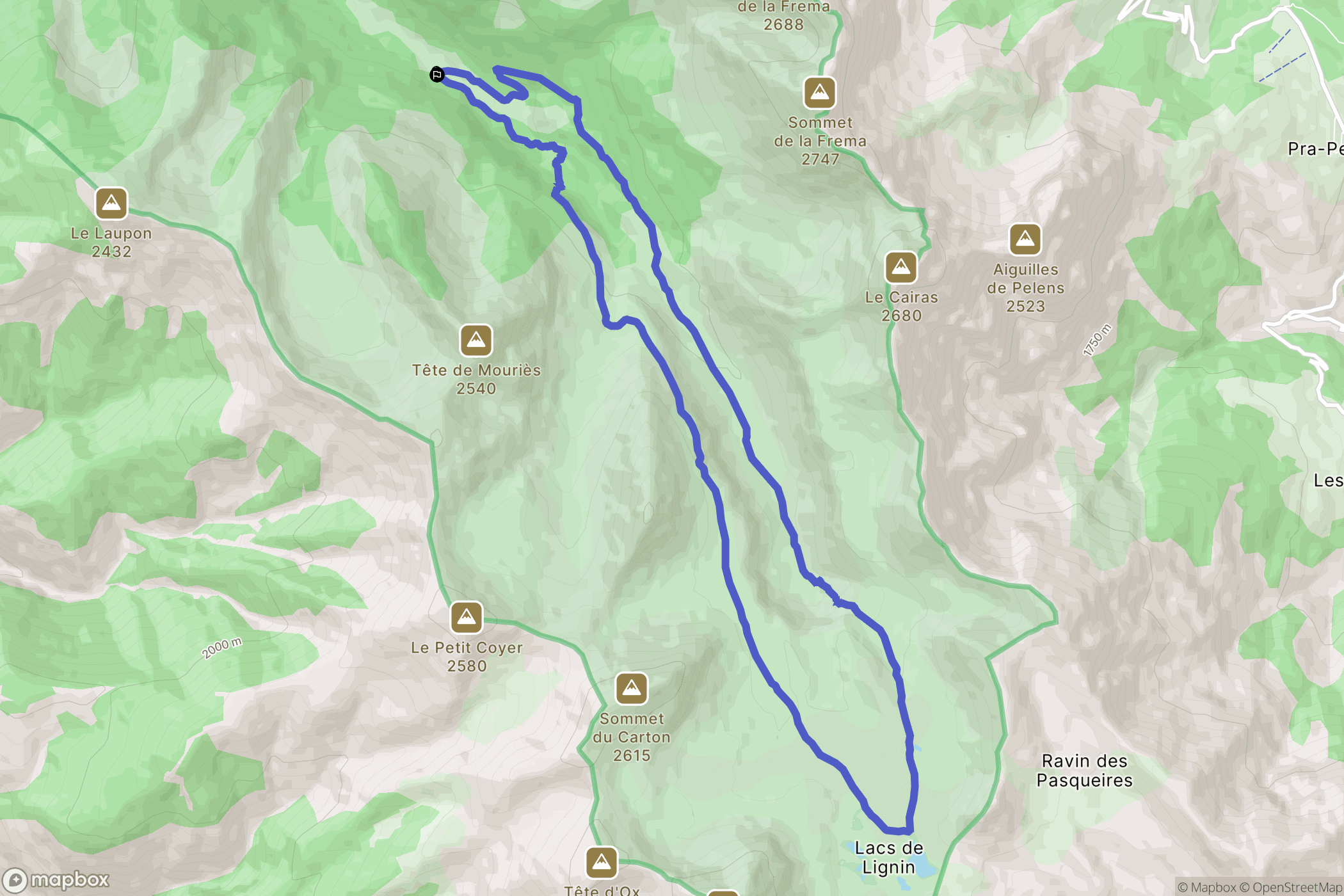 Colmars : carte du parcours de randonnée - France