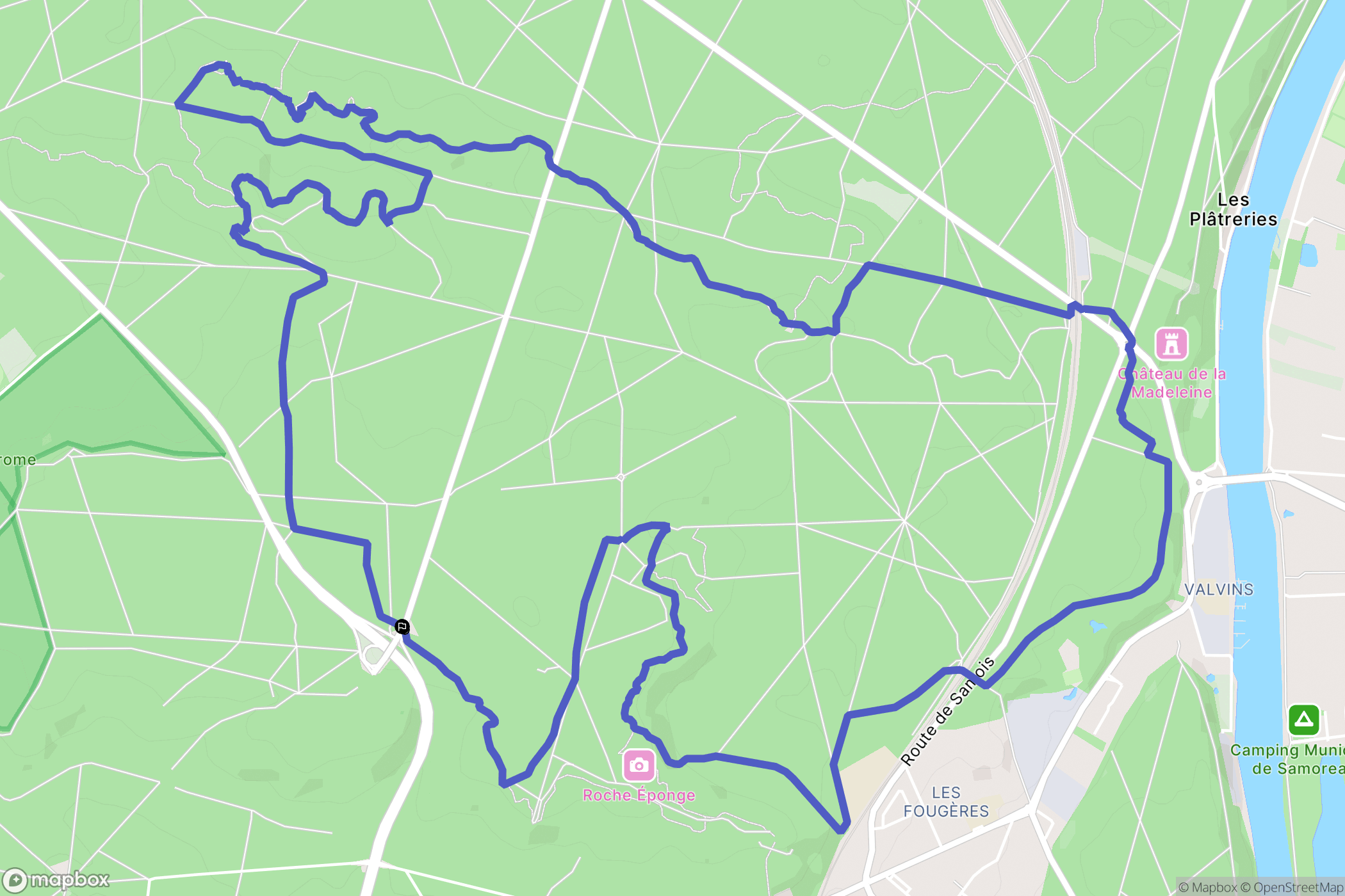 Fontainebleau : carte du parcours de randonnée - France