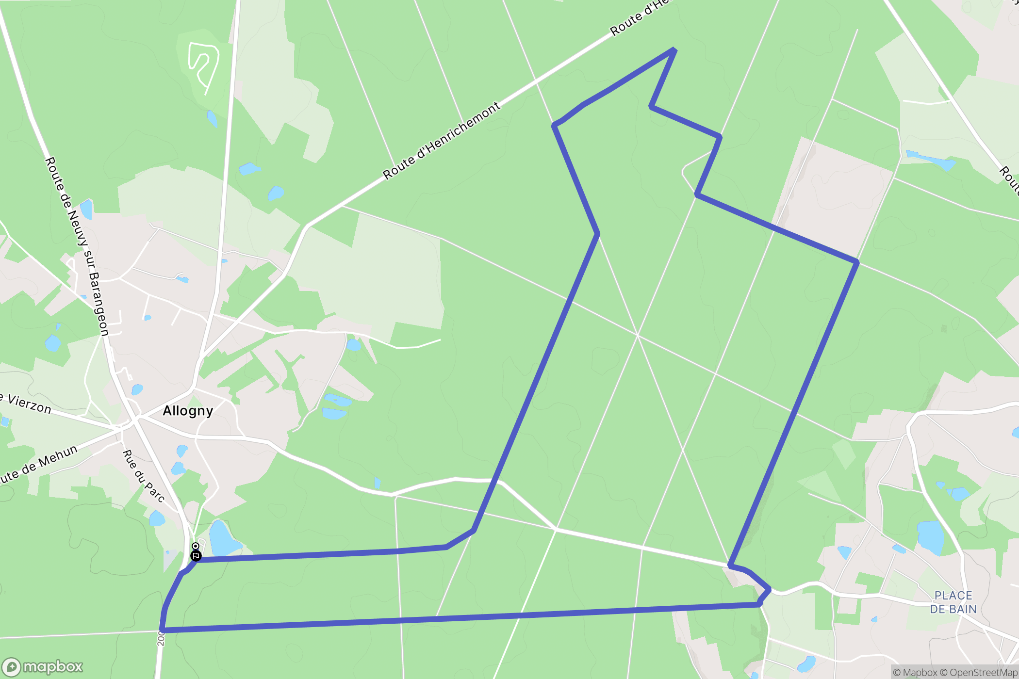 Allogny : carte du parcours de randonnée - France