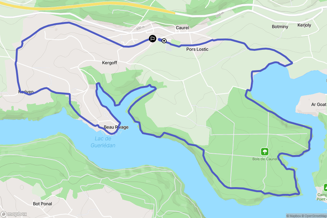 Caurel : carte du parcours de randonnée - France