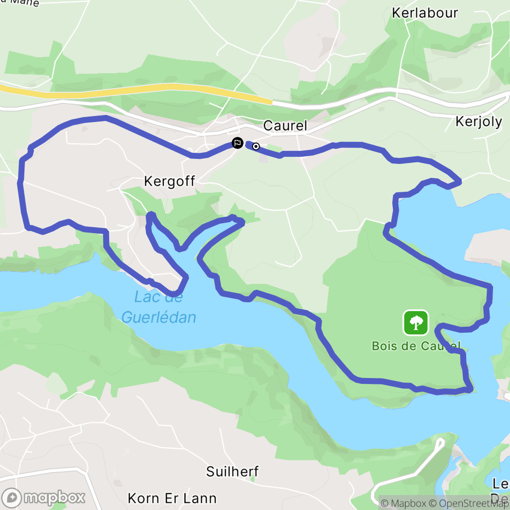 Caurel : carte du parcours de randonnée - France