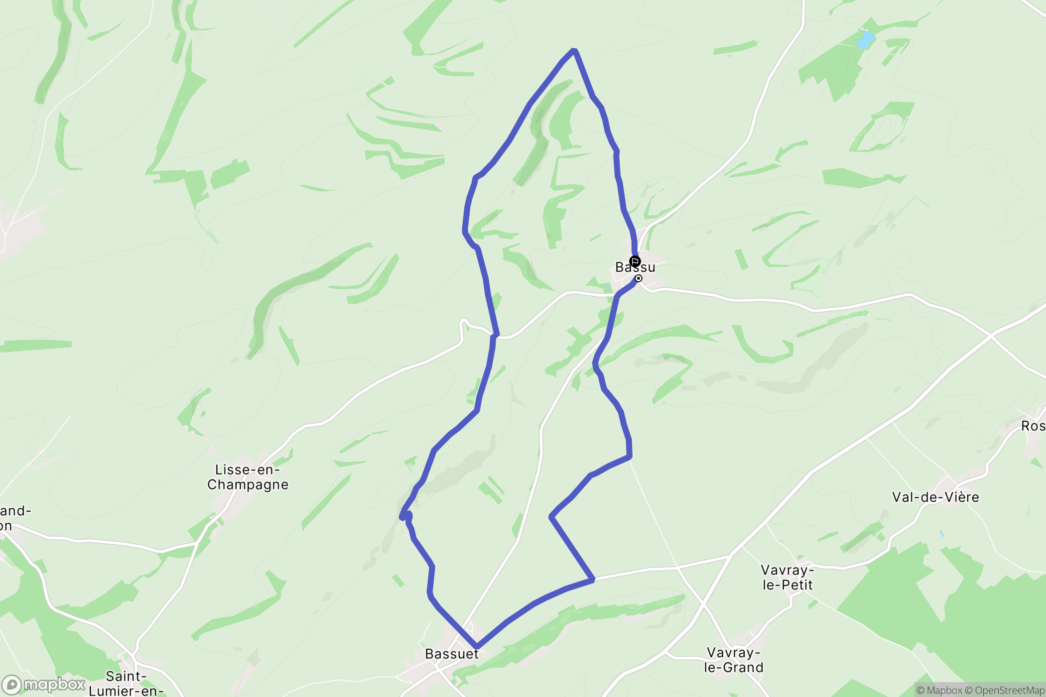 Bassu : carte du parcours de randonnée - France