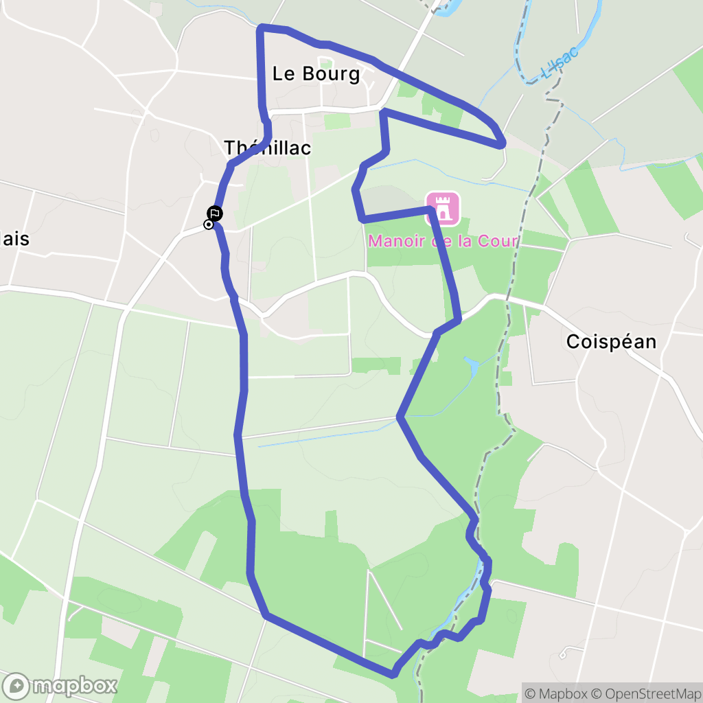 Théhillac : carte du parcours de randonnée - France