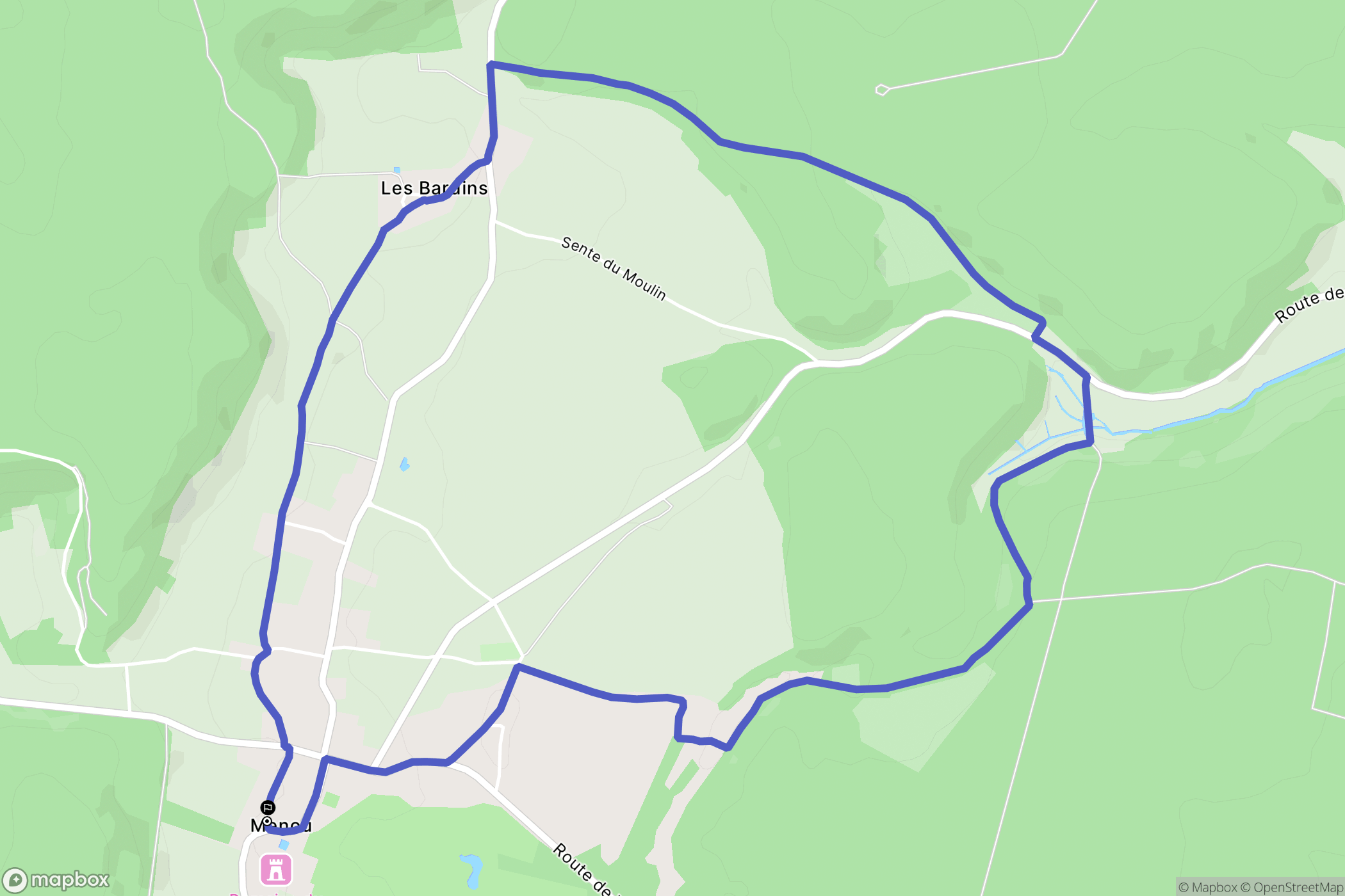 Menou : carte du parcours de randonnée - France