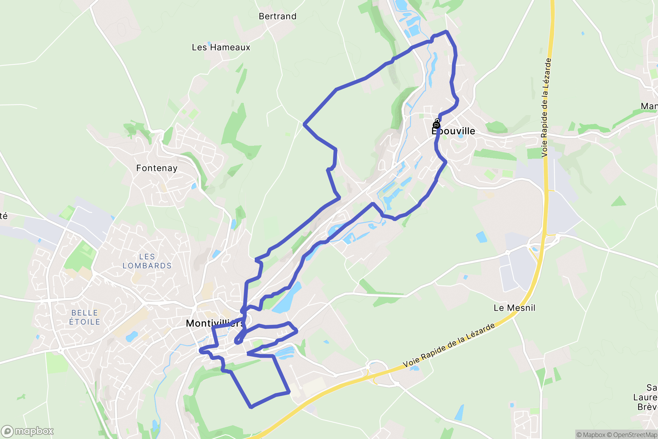 Épouville : carte du parcours de randonnée - France
