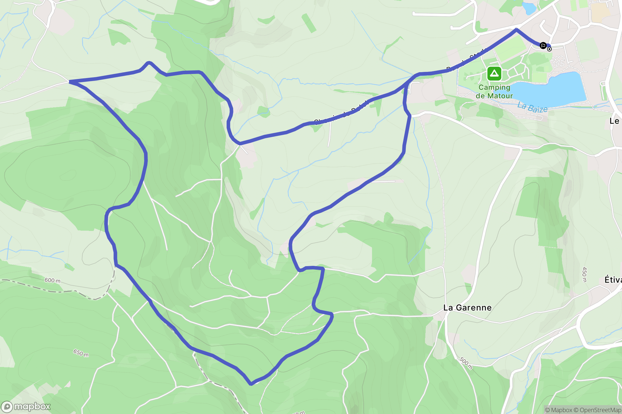 Matour : carte du parcours de randonnée - France