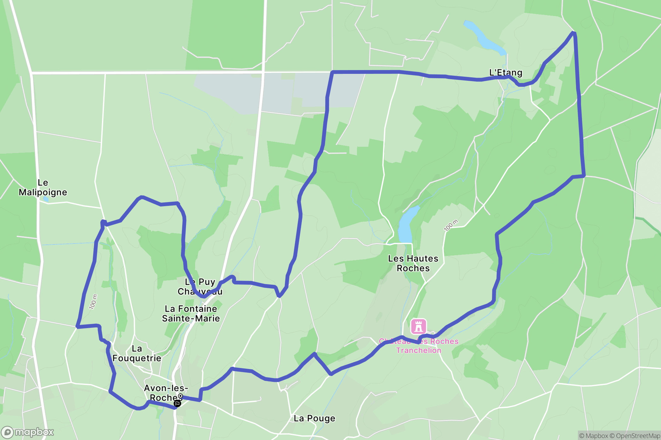 Avon-les-Roches : carte du parcours de randonnée - France