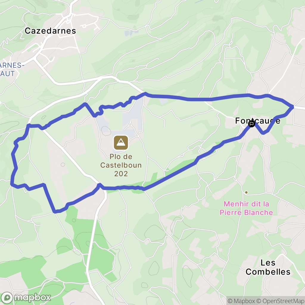 Cazedames : carte du parcours de randonnée - France