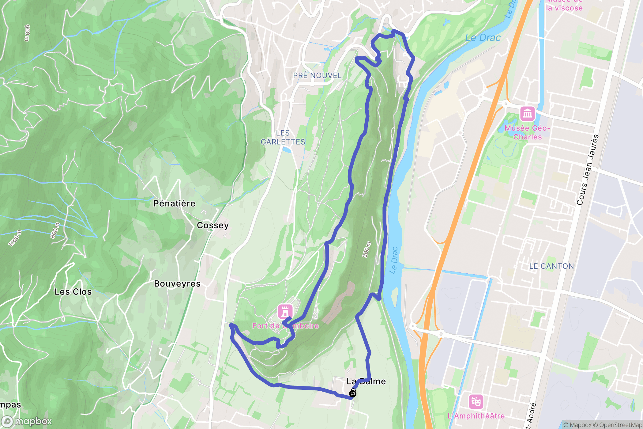 La Balme, Grenoble : carte du parcours de randonnée - France