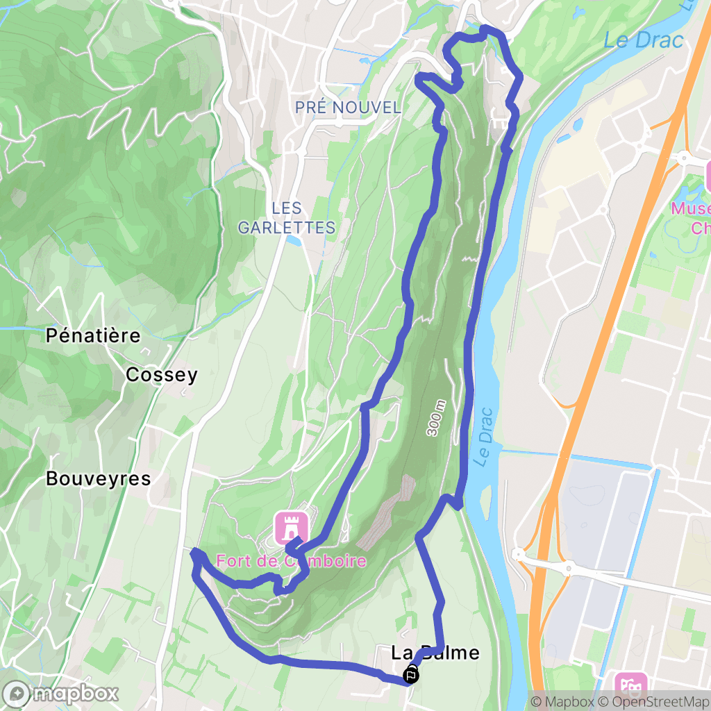 La Balme, Grenoble : carte du parcours de randonnée - France