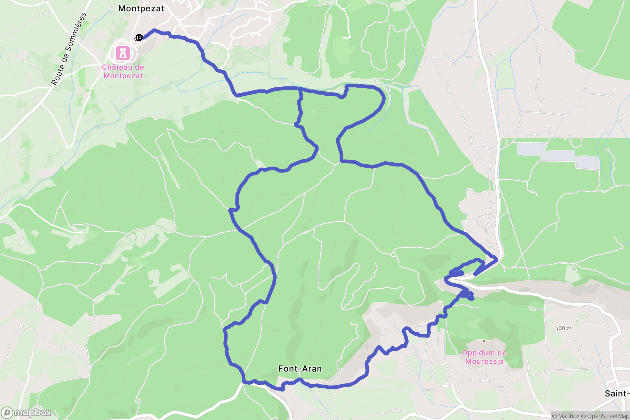 Montpezat : carte du parcours de randonnée - France