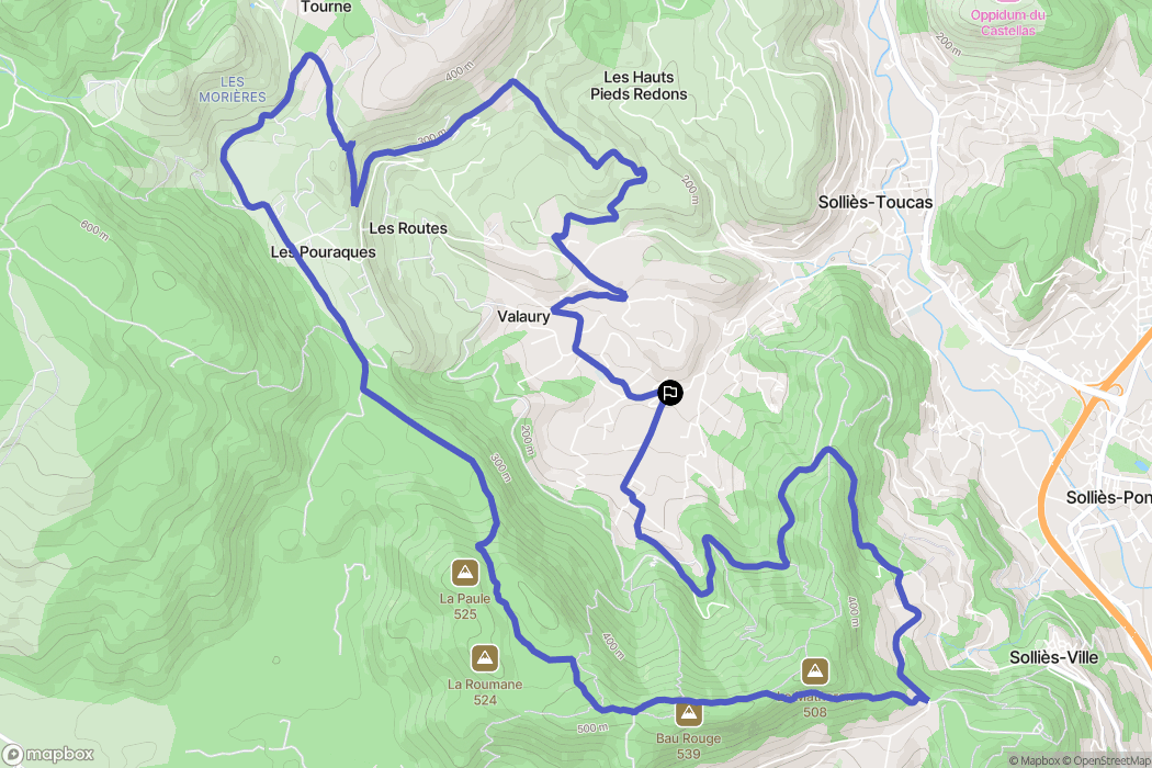 Solliès-Toucas : carte du parcours de randonnée - France