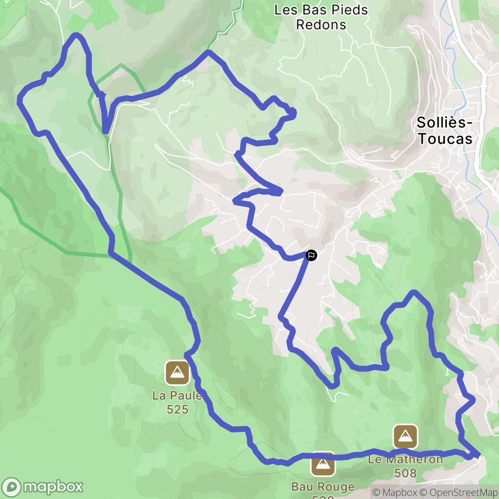 Solliès-Toucas : carte du parcours de randonnée - France