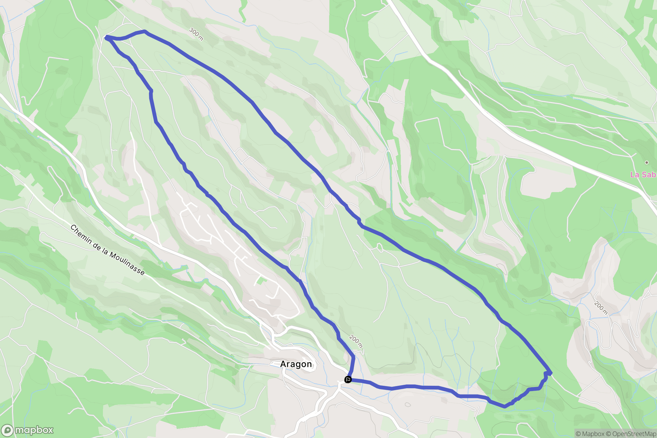 Aragon : carte du parcours de randonnée - France