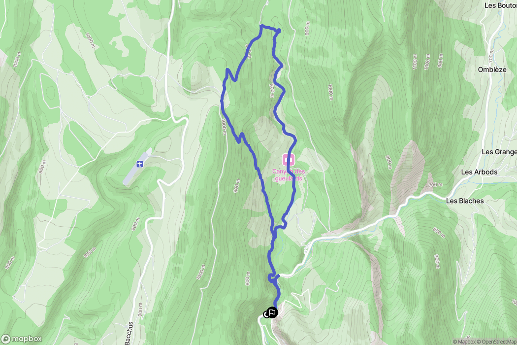 Omblèze : carte du parcours de randonnée - France