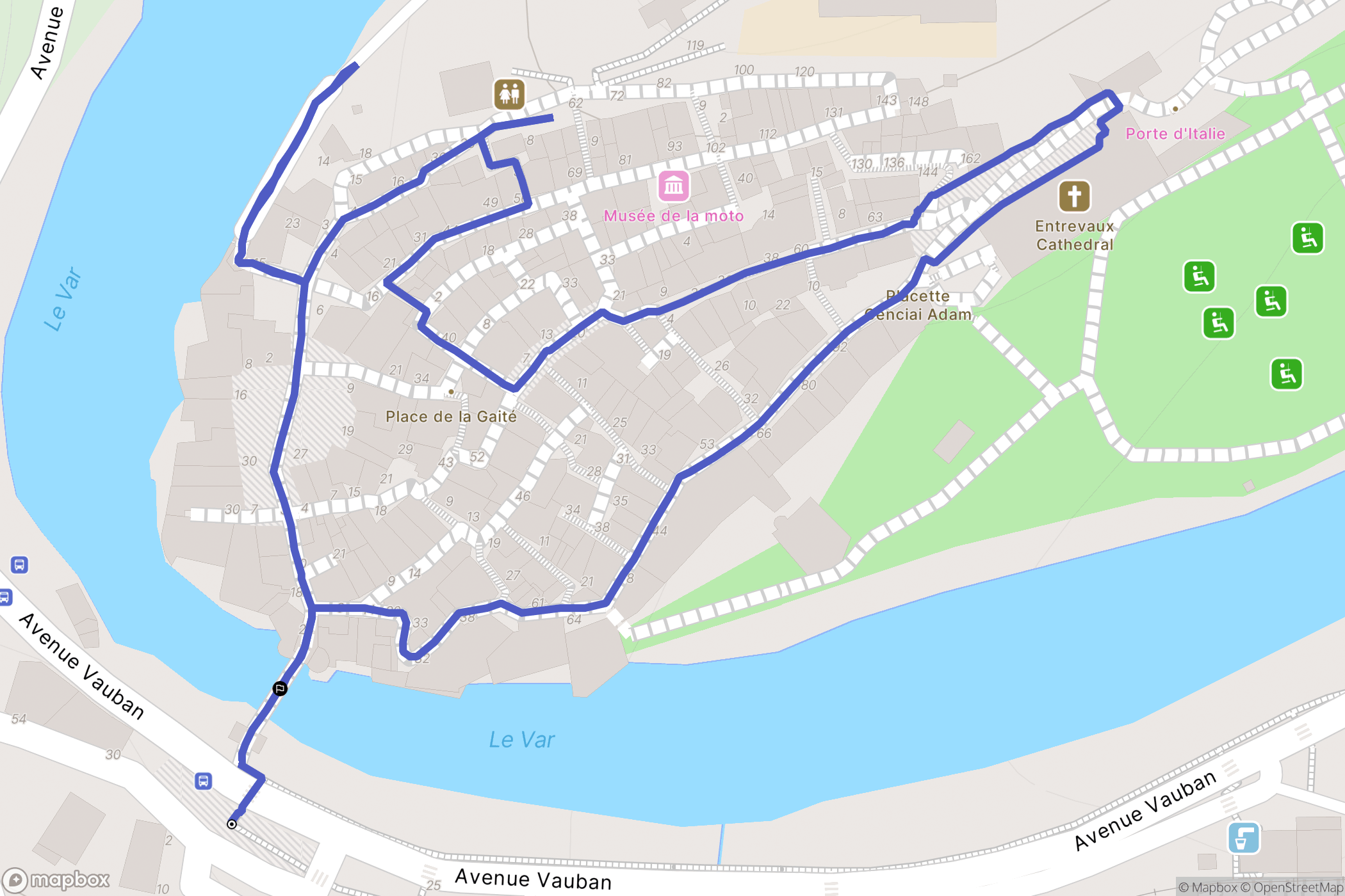 Entrevaux : carte du parcours de randonnée - France
