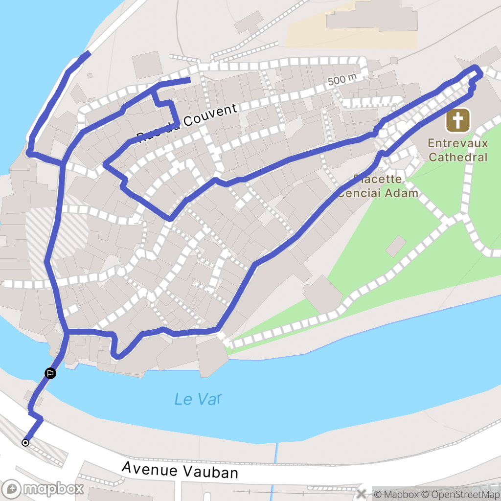 Entrevaux : carte du parcours de randonnée - France