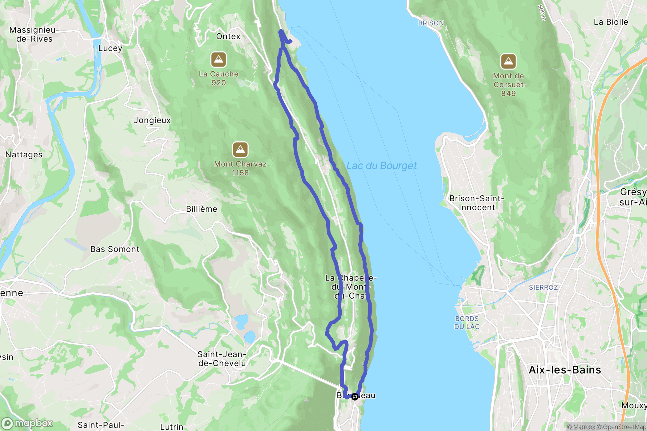 Bourdeau : carte du parcours de randonnée - France