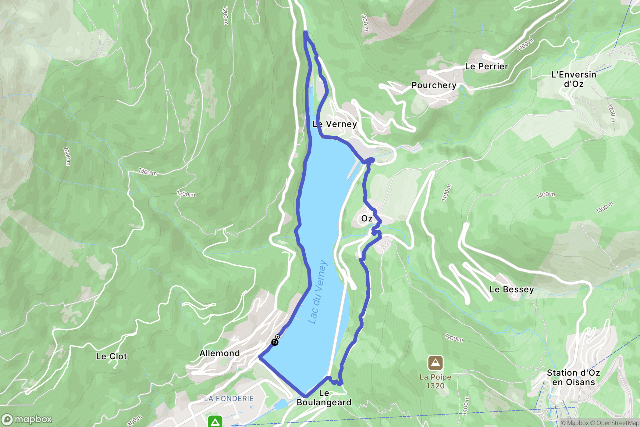 Allemond : carte du parcours de randonnée - France