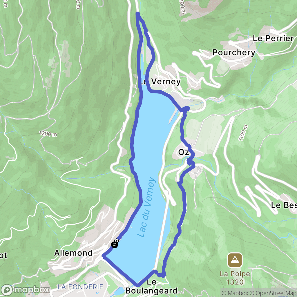 Allemond : carte du parcours de randonnée - France