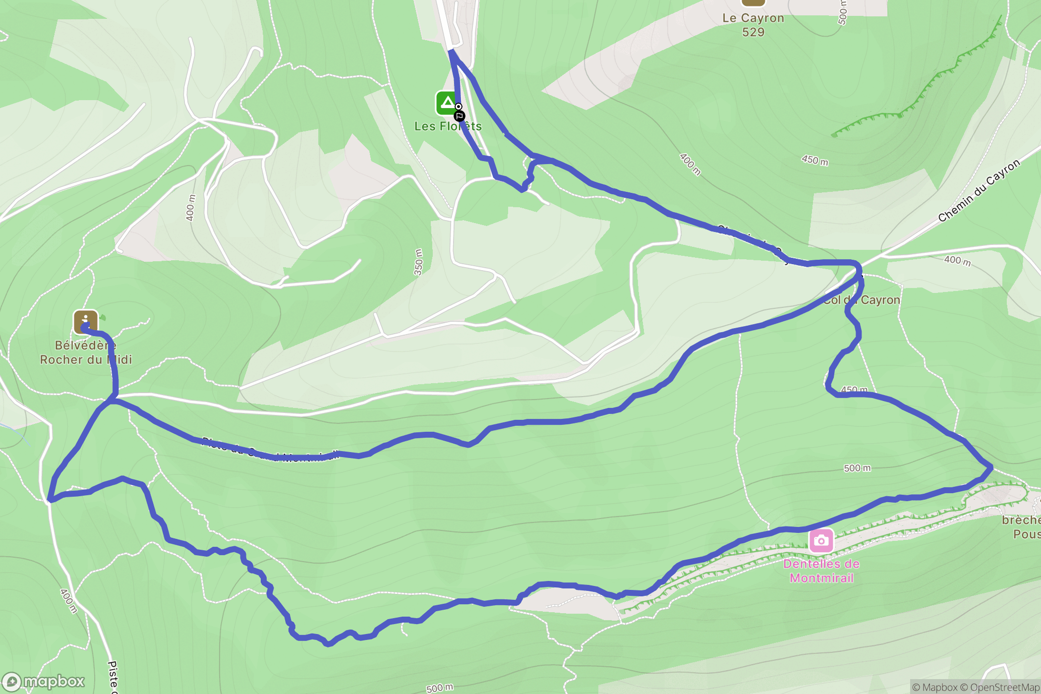 Gigondas : carte du parcours de randonnée - France