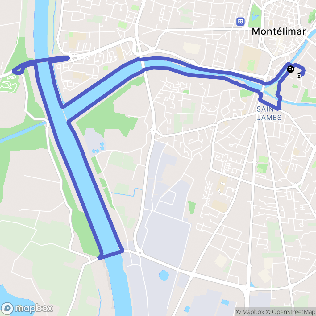 Montélimar : carte du parcours de randonnée - France