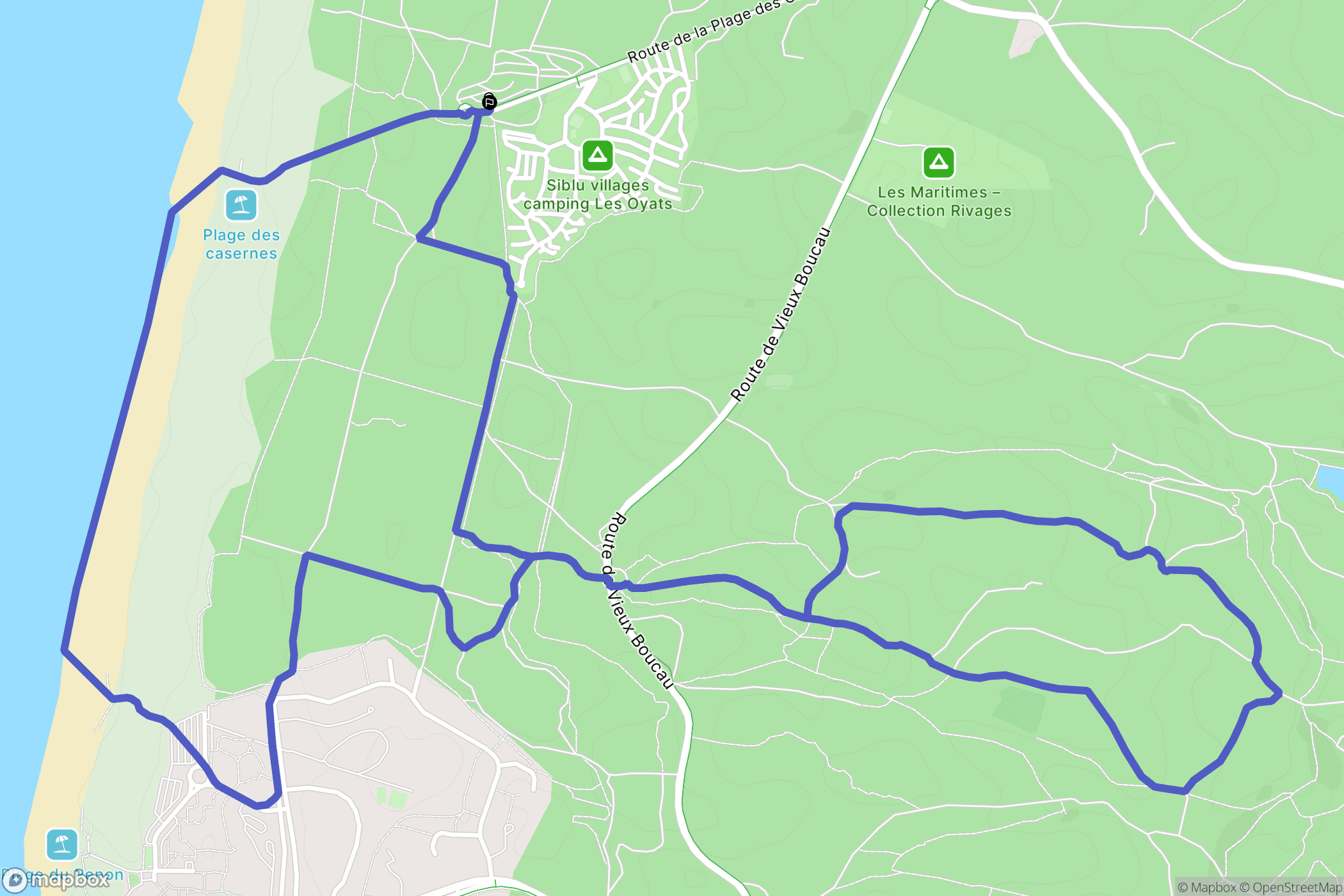 Seignosse : carte du parcours de randonnée - France