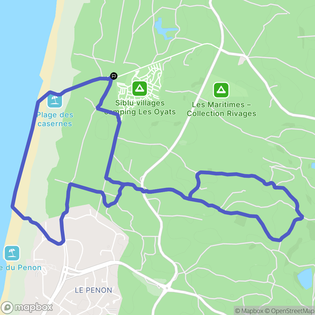 Seignosse : carte du parcours de randonnée - France