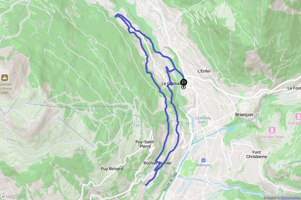 Briançon : carte du parcours de randonnée - France