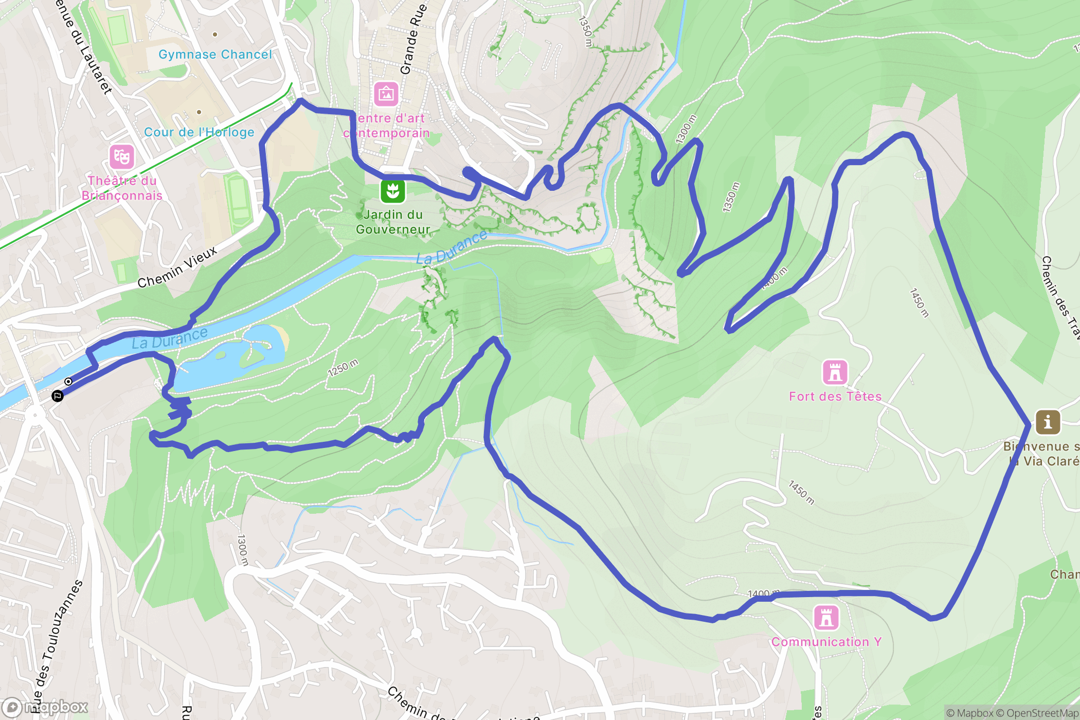 Briançon : carte du parcours de randonnée - France