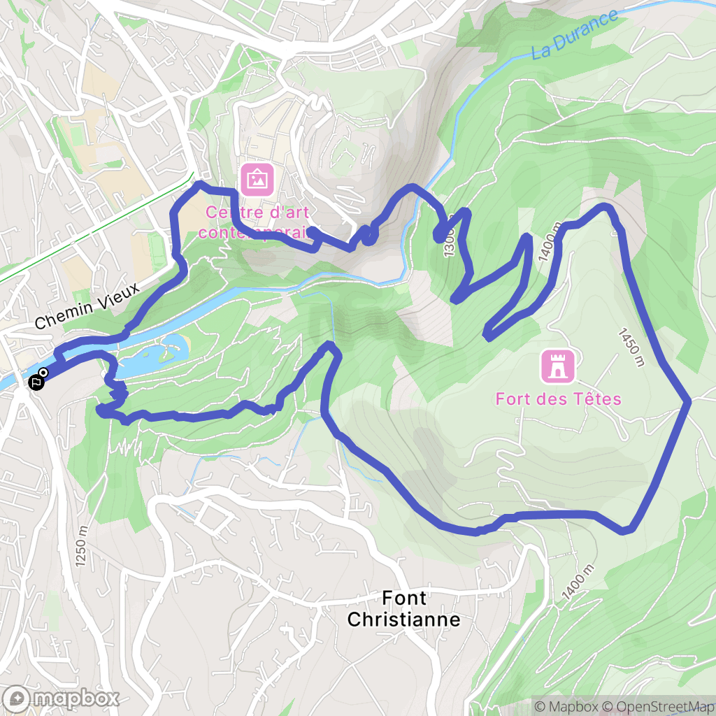 Briançon : carte du parcours de randonnée - France