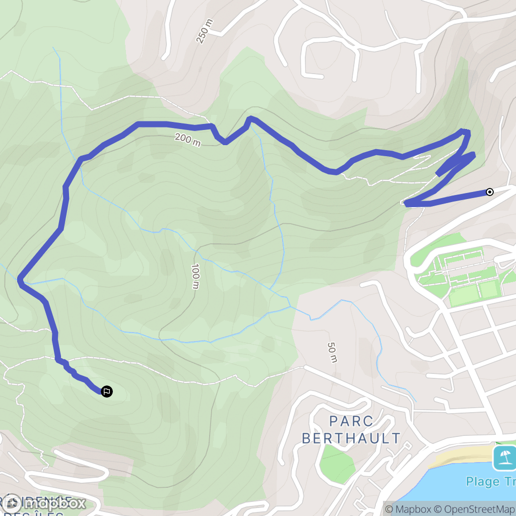 Ajaccio : carte du parcours de randonnée - France