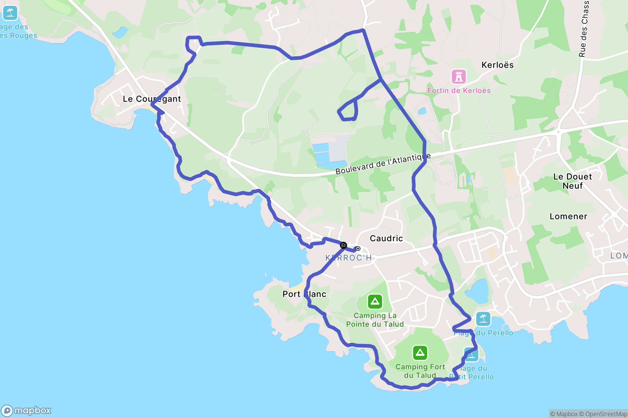 Ploemeur : carte du parcours de randonnée - France