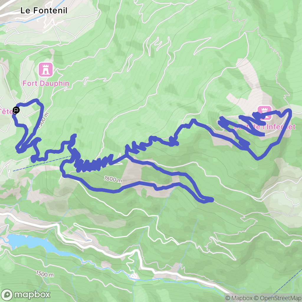 Briançon : carte du parcours de randonnée - France