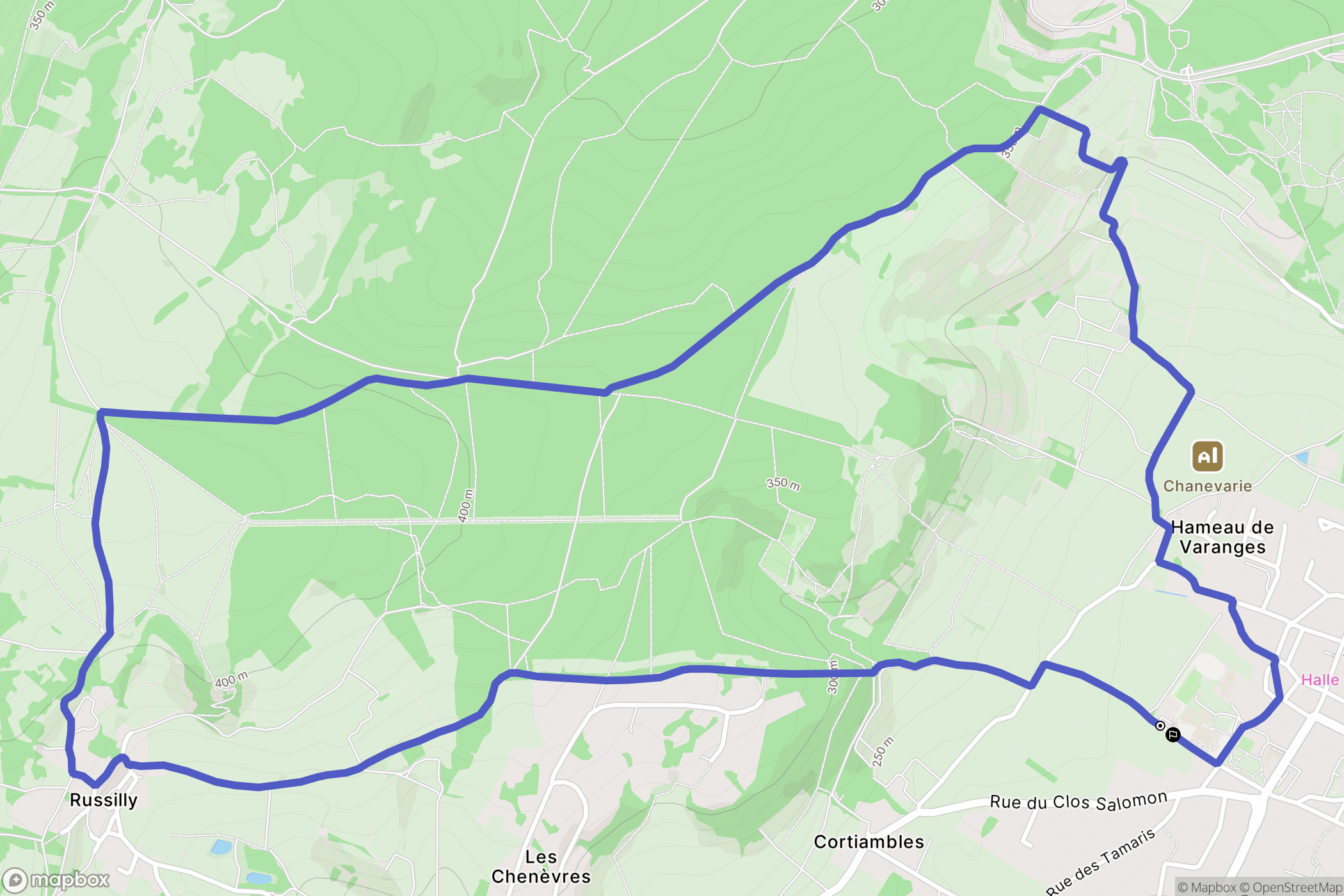 Givry : carte du parcours de randonnée - France