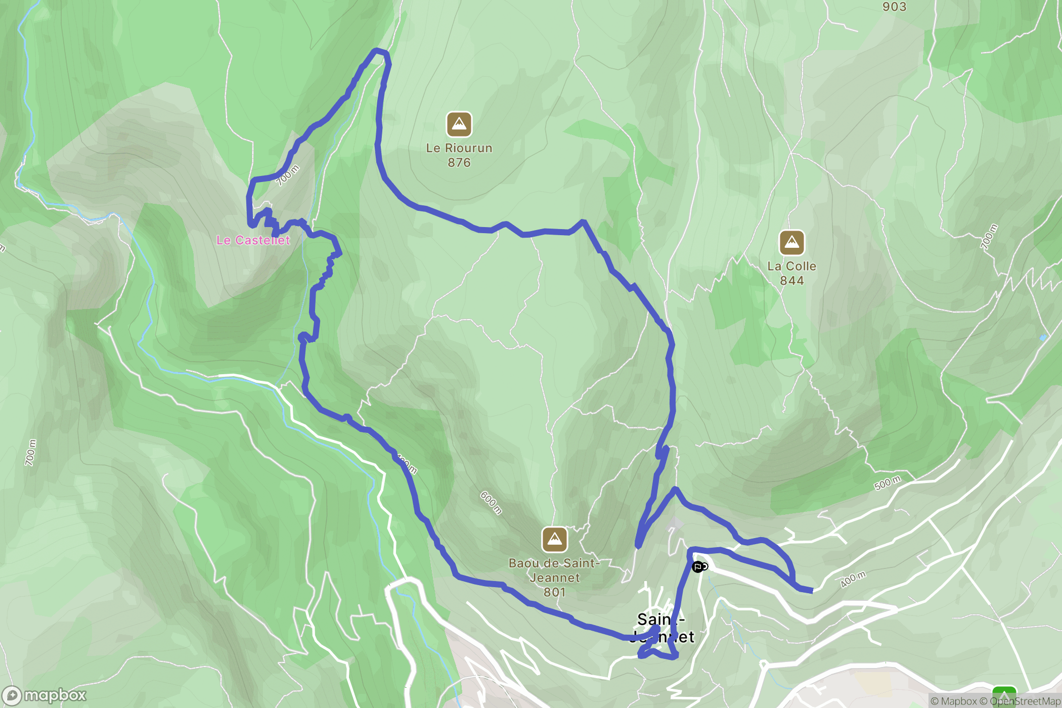 Saint-Jeannet : carte du parcours de randonnée - France