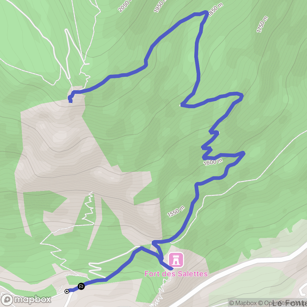 Briançon : carte du parcours de randonnée - France