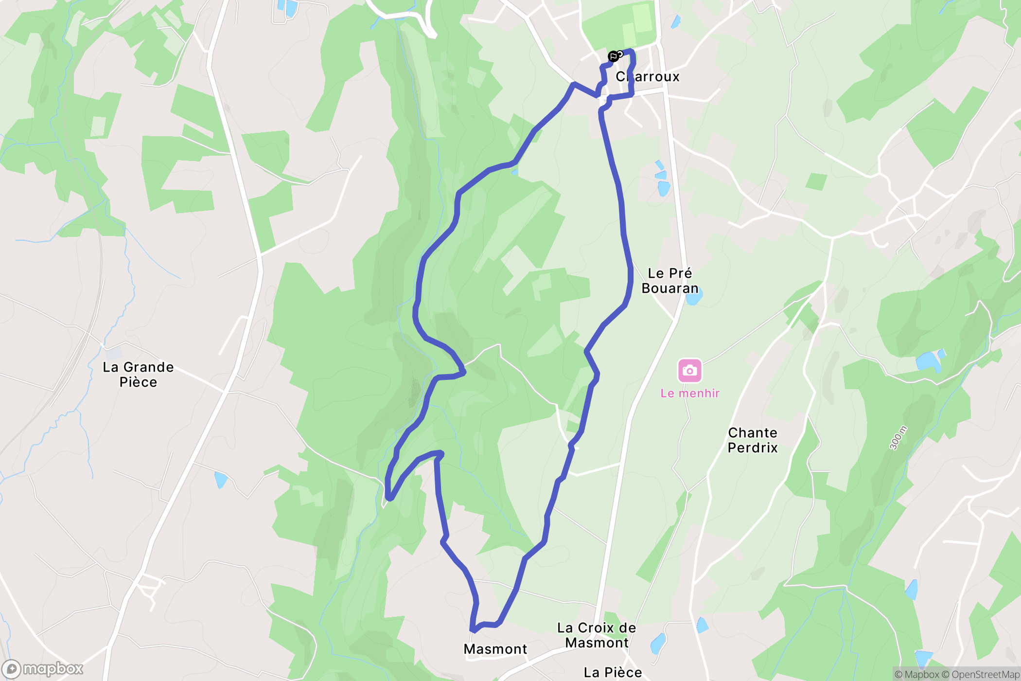 Charroux : carte du parcours de randonnée - France