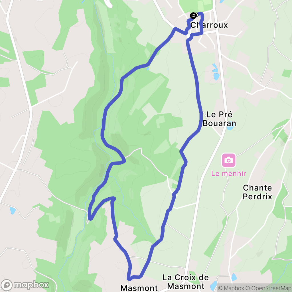 Charroux : carte du parcours de randonnée - France