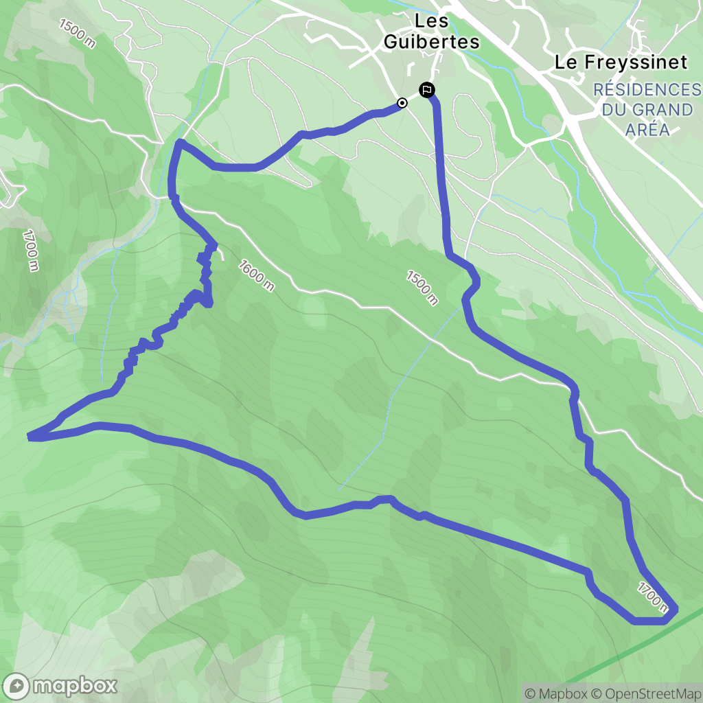 Le Monêtier-les-Bains : carte du parcours de randonnée - France