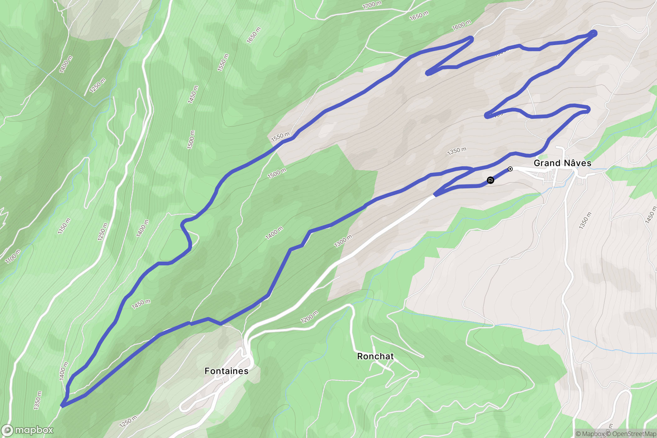 Grand Naves : carte du parcours de randonnée - France