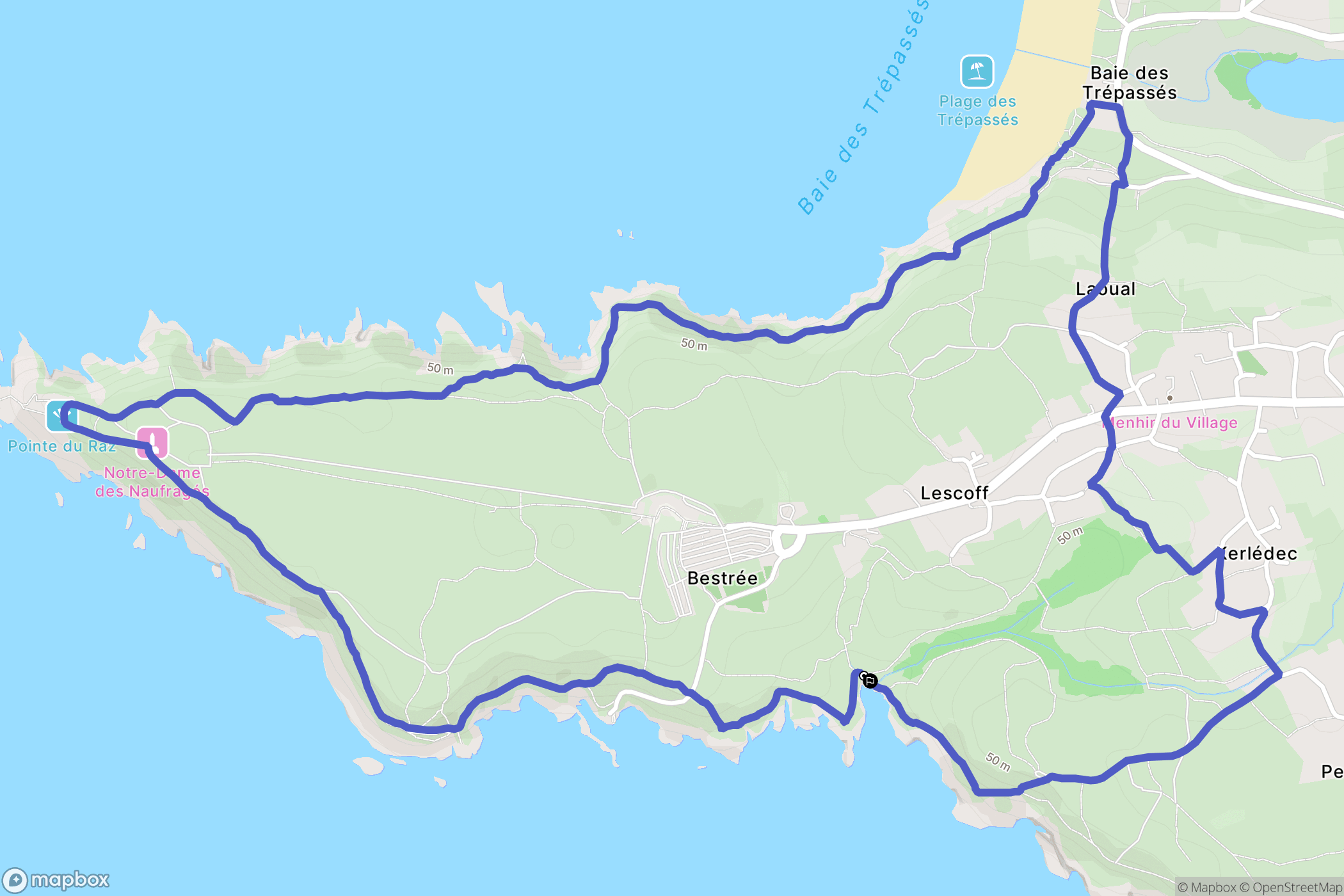 Plogoff : carte du parcours de randonnée - France